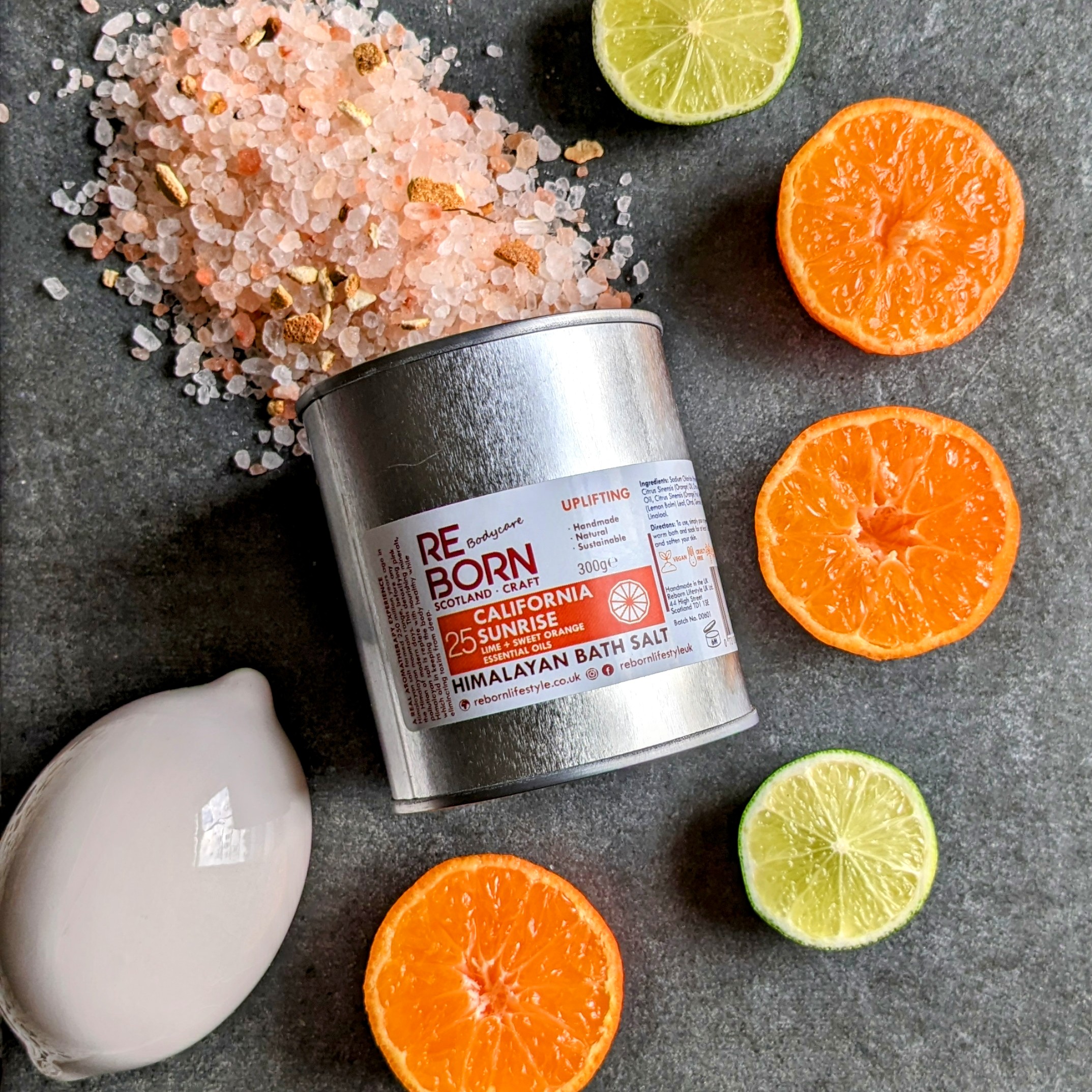 Sweet Orange & Lime Pink Himalayan Bath Salt Tin 300g
