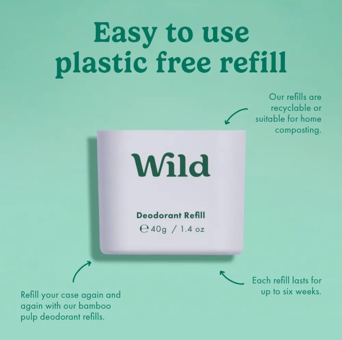 Wild Fresh Cotton & Sea Salt Deodorant Refill 40g - Image 4