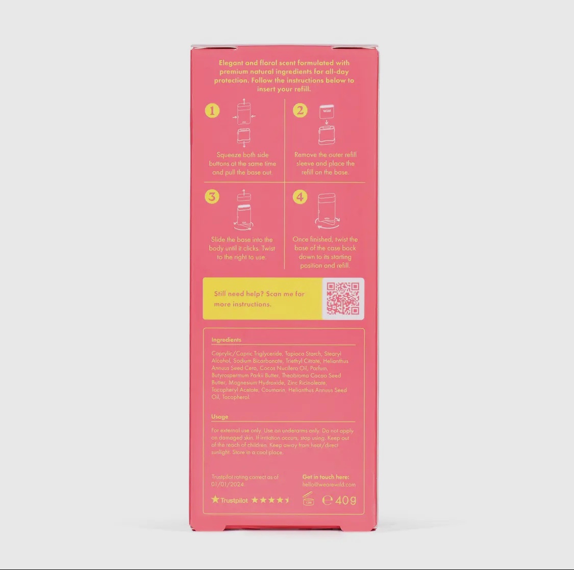Wild Deodorant - Pink Case and Cherry Blossom Refillable Deodorant - Image 3