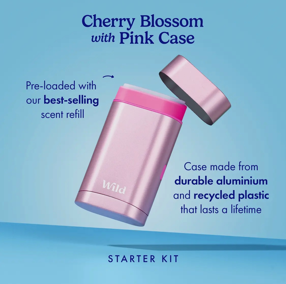 Wild Deodorant - Pink Case and Cherry Blossom Refillable Deodorant - Image 2